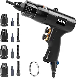 RZX Ferramenta Para Rebitar Porcas, Rebitadeira Manual Para Porcas, Rebitadeira Para Porcas Cegas, Pistola Pneumática Para Rebitar Porcas com Mandril de 4 Polegadas E Troca Rápida de Mandris M6, M8