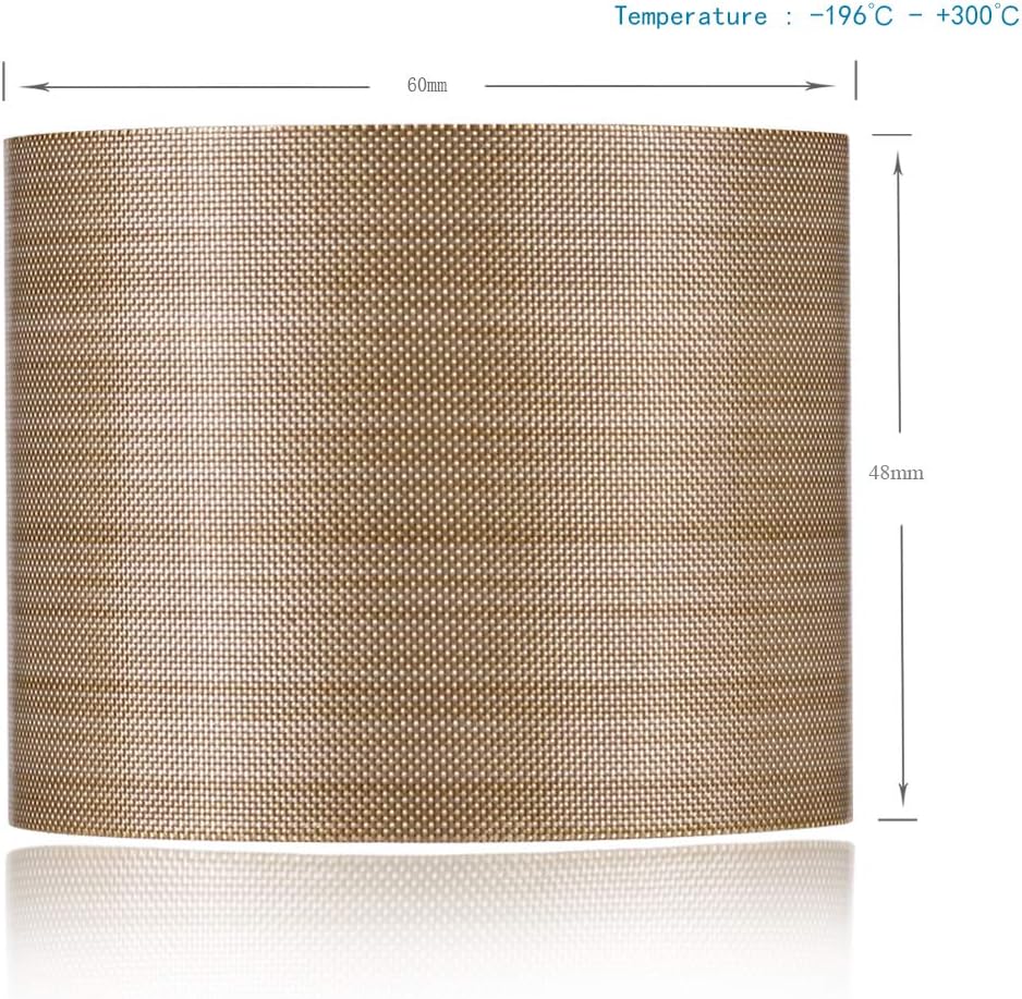 PTFE Coated Fiberglass Telfon Tape,high Temperature Tape;Drying Mechanical Conveyor Belt; Welding Sealing Tape; -196℃ - +300℃ … (Brown, 48mm x 12yards x 0.18mm)