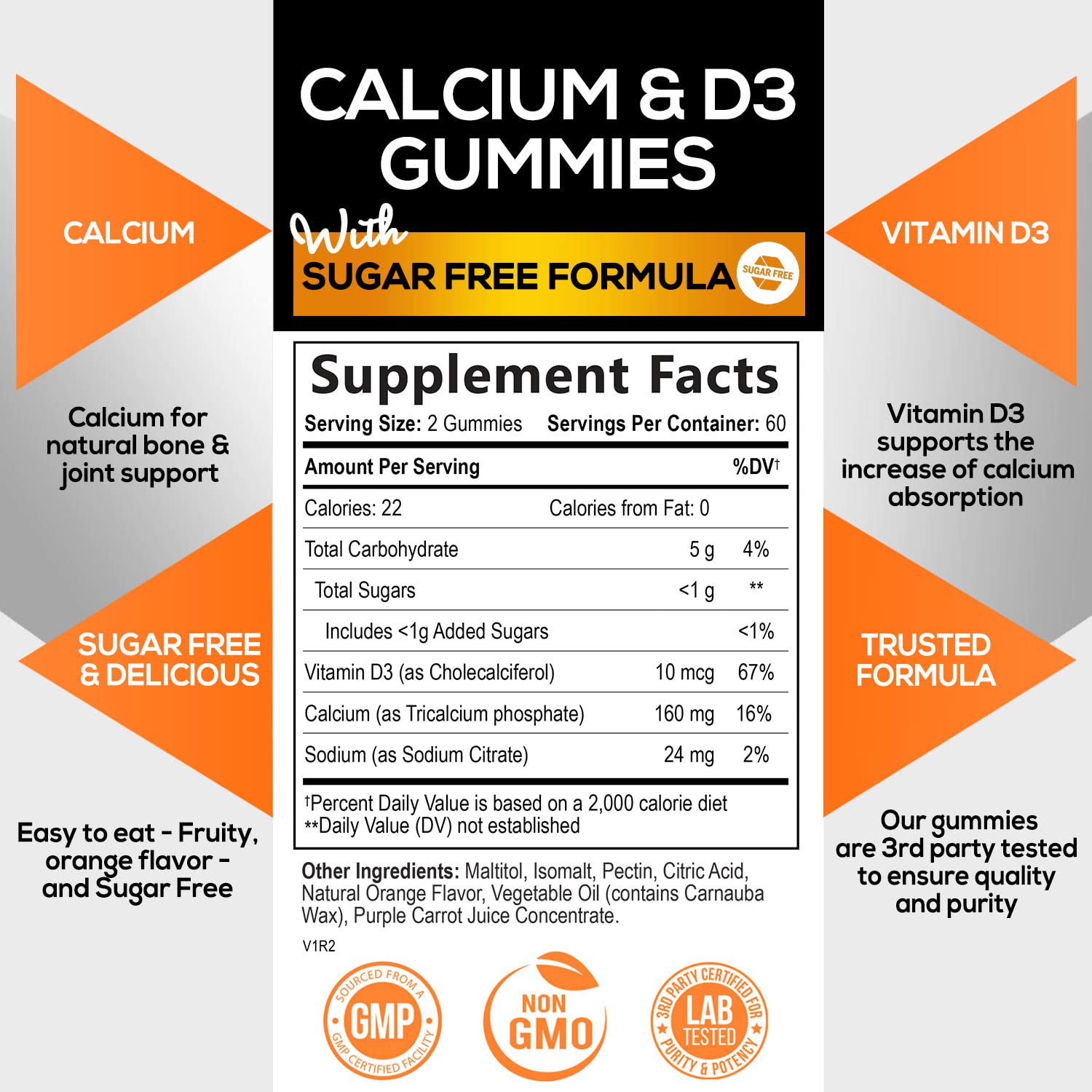 Buy Sugar Free Calcium Gummies with Vitamin D3 Premium Calcium
