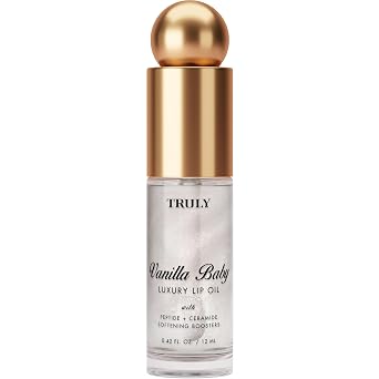 Truly Beauty Luxury Peptide Lip Oil | Moisturizing Plump Formula with Peptides, Vitamin E & Ceramides | Softens Dry, Chapped Lips & Restores Smoothness | Non-Sticky, Glossy Finish