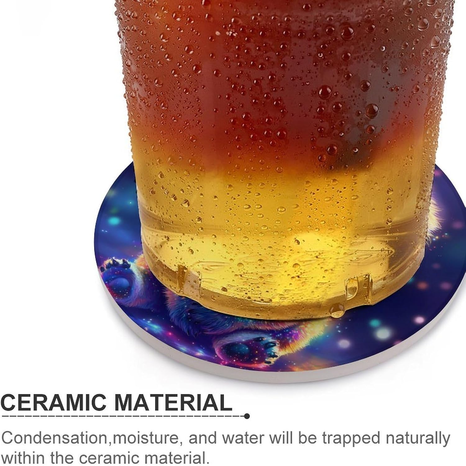 Cute Koala Bear Colorful Funny Round Ceramic Coasters for Drink Absorbent Cup Holders Tabletop Protection