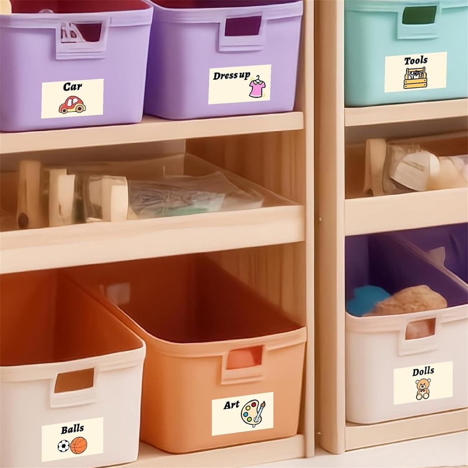 MOSITU Toy Storage Labels 26 Pcs 2 Sheets Removable Stickers for Bins Containers Toy Boxes Playroom Organisation for Kids Room Nursery Classroom - Image 2