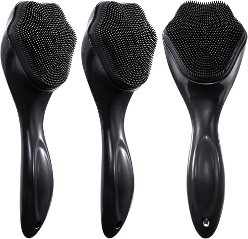 Exfoliante facial de silicona de mano, 2 cepillos faciales para limpieza y exfoliación, cepillo de limpieza facial manual, cepillo de lavado facial