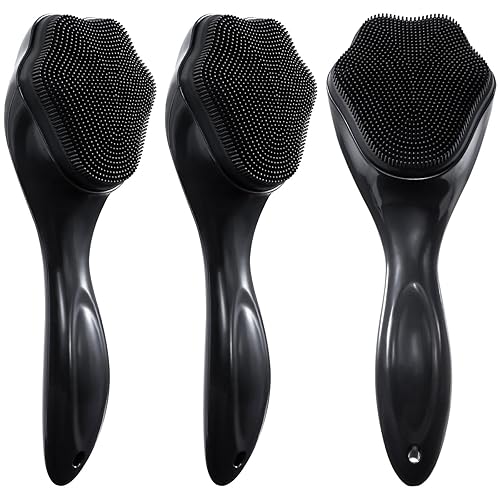 Exfoliante facial de silicona de mano, 3 unidades, cepillos faciales para limpieza y exfoliación, cepillo de limpieza facial manual, cepillo suave