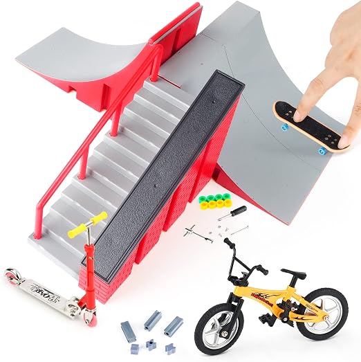 5PCS Mini Fingerboard Skate Park - Planche à Roulettes Doigt Jouet Enfant - Motif Aléatoire