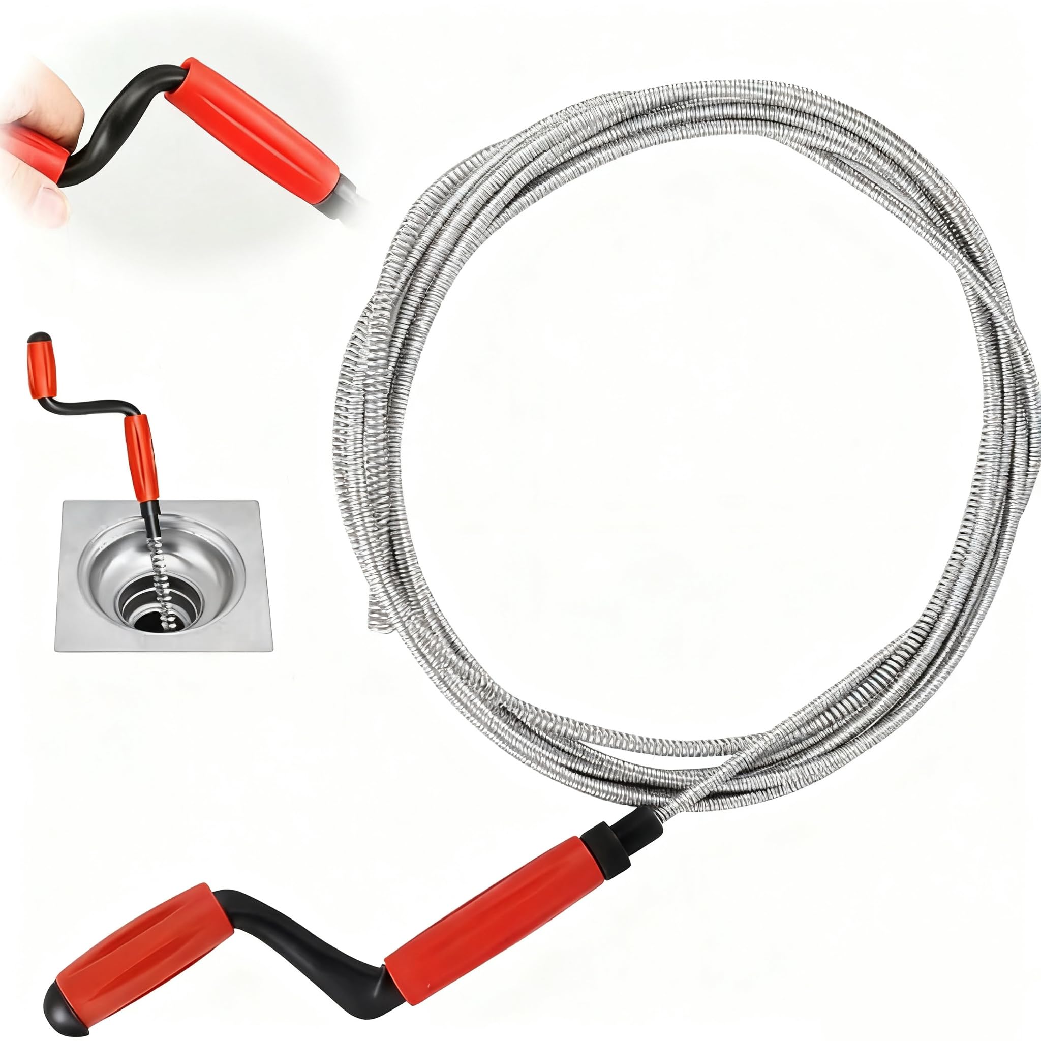Rohrreinigungsspirale Universal 5m Abflussreiniger Spirale Abfluss Rohrreinigung für Hartnäckige Verstopfungen, Rohrreiniger Spirale für Toilette, Waschbecken und Badewannenabflüsse