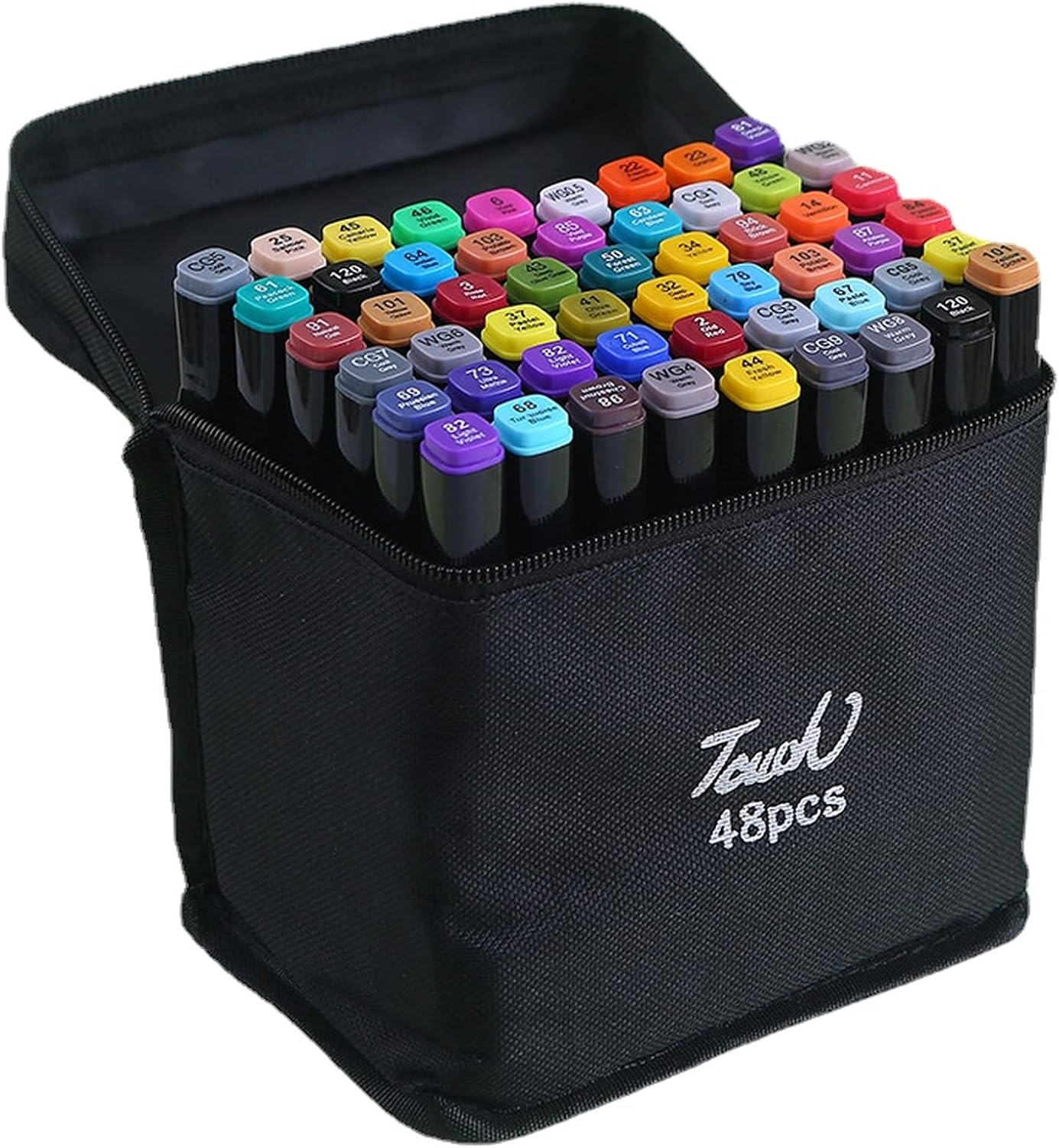Alcohol Brush Markers Set with Stand 24/36/48 Color Brush Chisel Double Tip Art Marker for Sketch Drawing Sketching Coloring Artist Kids Adults with Carry Case (48Color)
