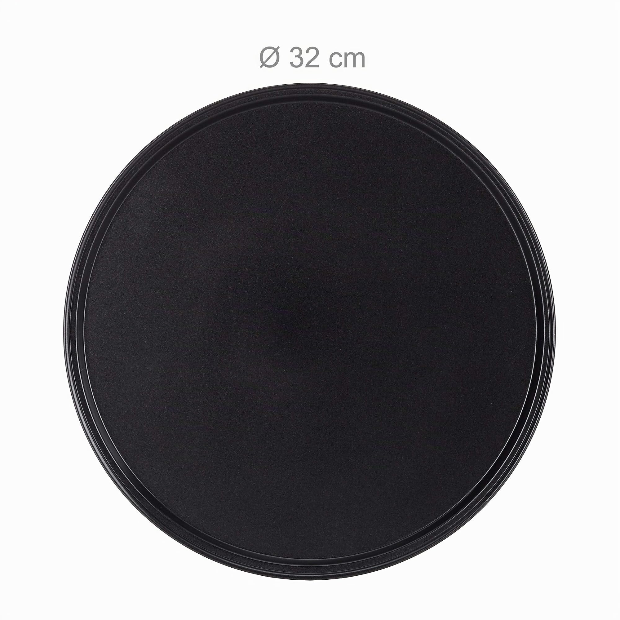Juego de 10 Bandejas Pizza Horno Redondas y Antiadherentes, Acero al Carbono, Gris, ∅ 32 cm