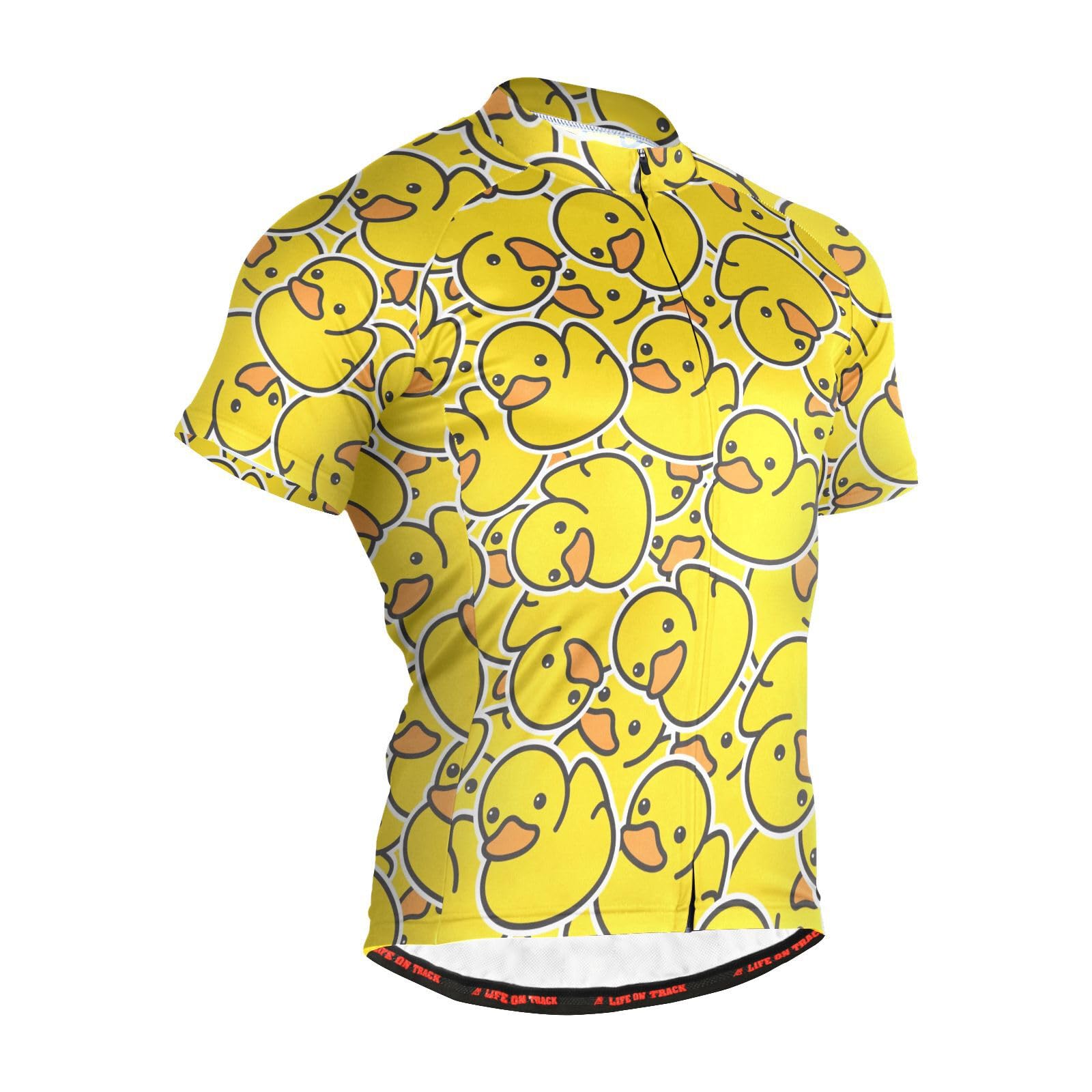 JHKKU Men's Cycling Bike Jersey Short Sleeve Moisture Wicking, Breathable, Quick Dry Biking Shirt with 3 Rear Pockets