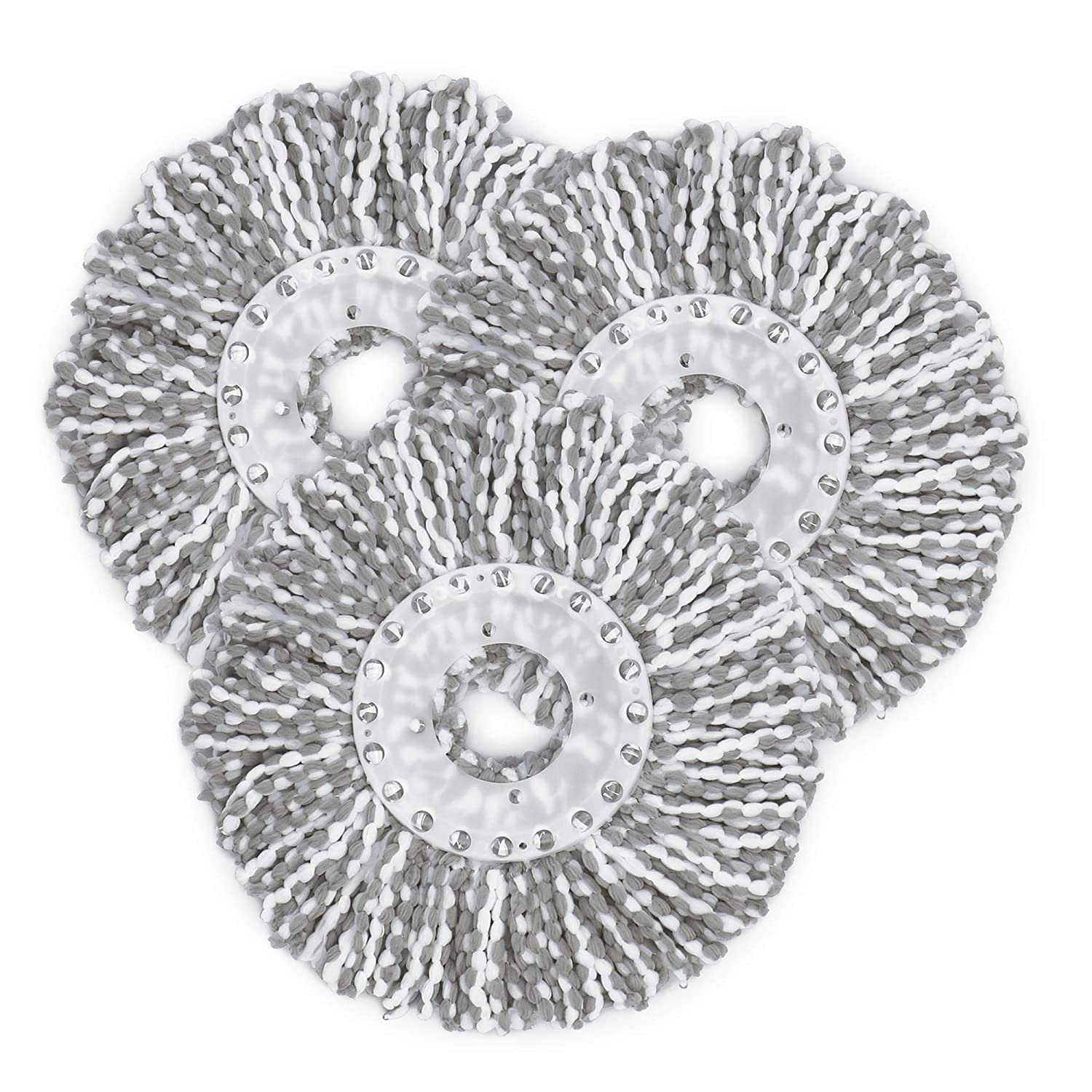 Arto Plastic Mop Refill Head Round Spin Replacement Microfiber 30 Cm Universal Floor Cleaning Kitchen Accessories Items New All for Home Improvement Product (Grey) (Pack of 3)