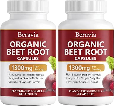 Organic Beet Root Capsules 1300 mg Beetroot per Serving, Supports Circulation & Daily Energy for Active Lifestyles, Plant-Based Antioxidant Formula, 60 Capsules 2