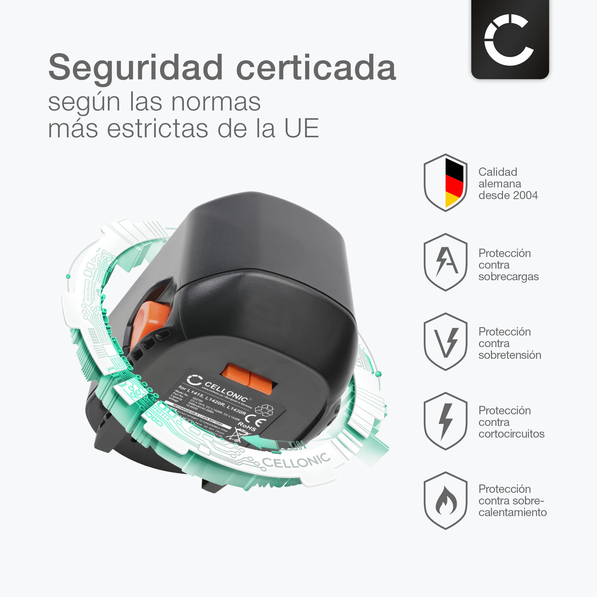 2X CELLONIC Batería Premium 14.4V, 3Ah Compatible Con AEG BSB14 C, BS14 G2, BS 14 G2, BS 14 X,BSB 14 G, Batería Con Li Ion Bateria De Repuesto L1414R, L1430R, L1420R,BL414G, B1415R