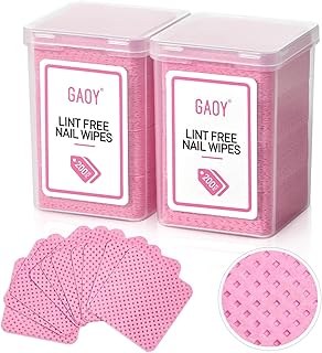 GAOY Lint Free Nail Wipes, 400 Pcs Nail Polish Remover Pads, Non-Woven Cotton Pads Gel Cleaning Wipes, Manicure Supplies for Professional Salon and DIY Art