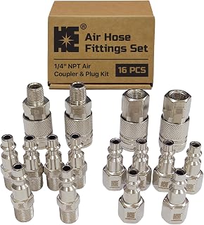 Cosmostar 16-Piece Air Hose Fittings Set | 1/4" NPT Quick Connect Air Coupler & Plug Kit | Industrial Swivel Air Tool Fittings & Compressor Accessories | Universal Auto Shop Air Compressor Adapter