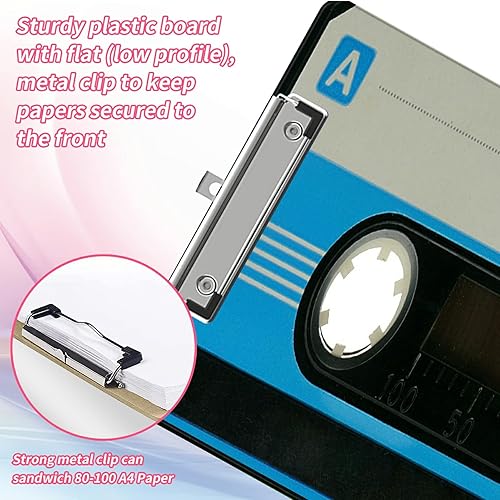 Miniatura 3 de Portapapeles de tamaño A4 con gancho para colgar y clip de perfil bajo, tablero de dibujo de plástico para enfermeras con impresión de casete azul