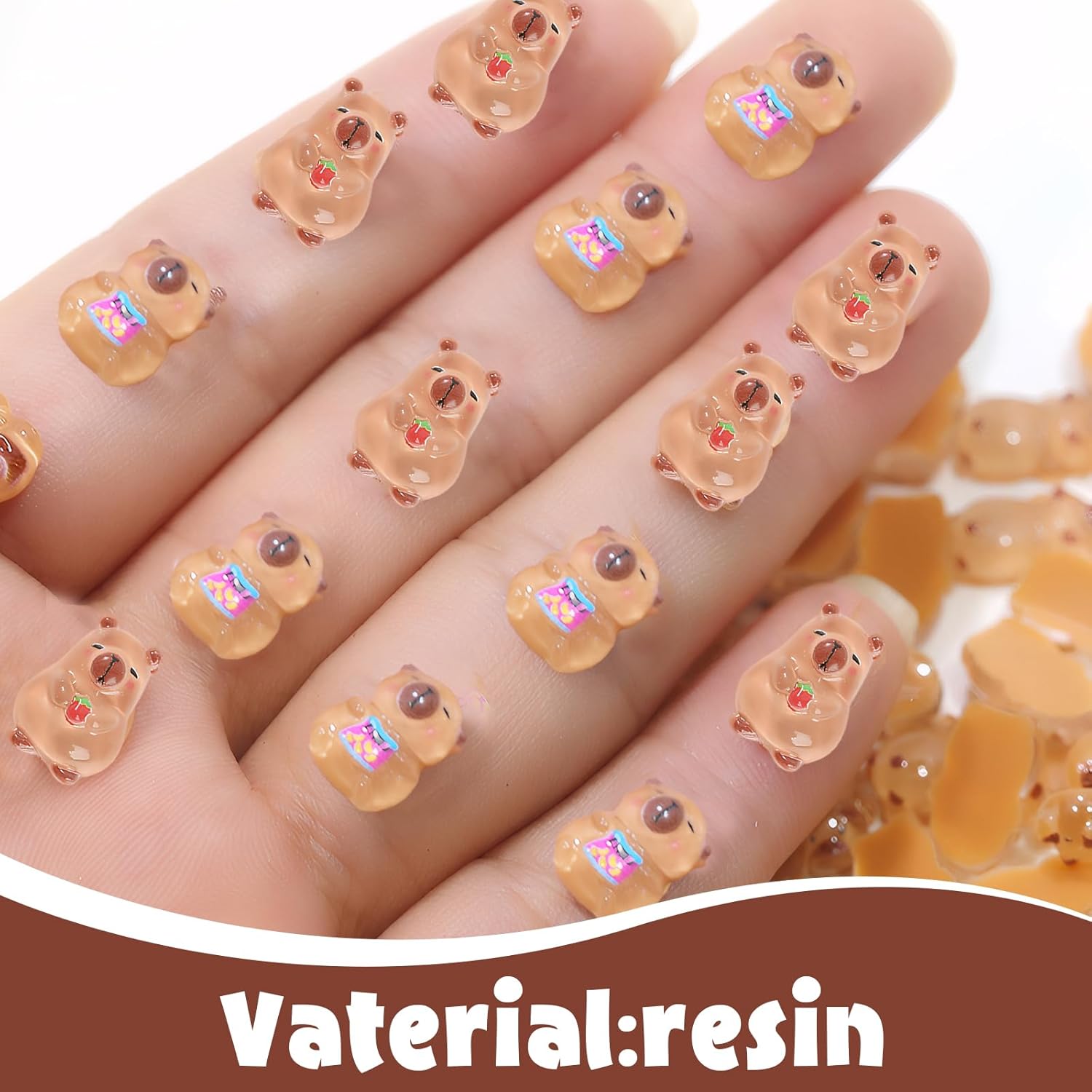 100pcs Mini Capybara, Mini Resin Capybara Suitable for Fairy Garden, Doll House, Miniature Landscape Decoration, Handicraft Making Nail Charms (0.33 * 0.43in)