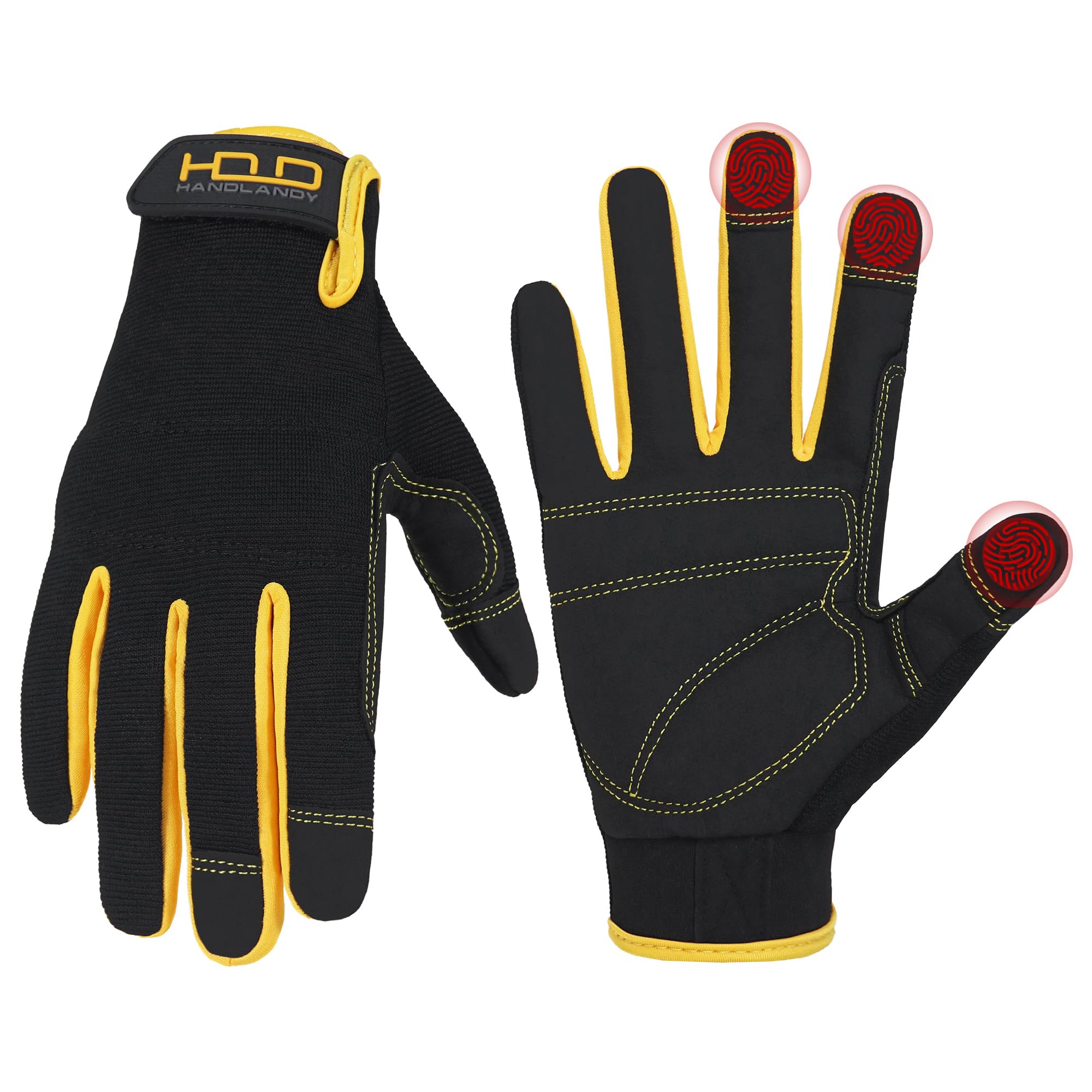 HANDLANDY Work Gloves for Men &amp; Women, Utility Mechanic Working Gloves Touch Screen, Flexible Gardening Gloves for Yard
