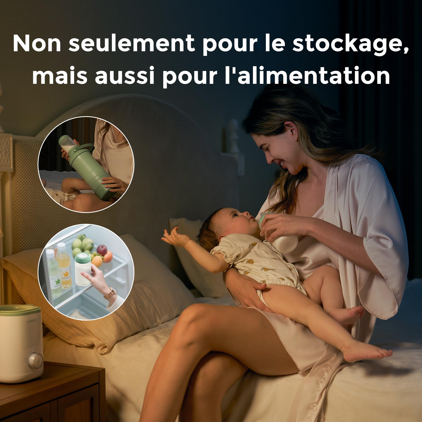 Momcozy Biberons de Stockage Lait Maternel (Lot de 4) 丨Biberon Ergonomique 325 ml丨Conservation Réfrigérateur/Congélateur丨Sans BPA丨Compatible Refroidisseurs Momcozy