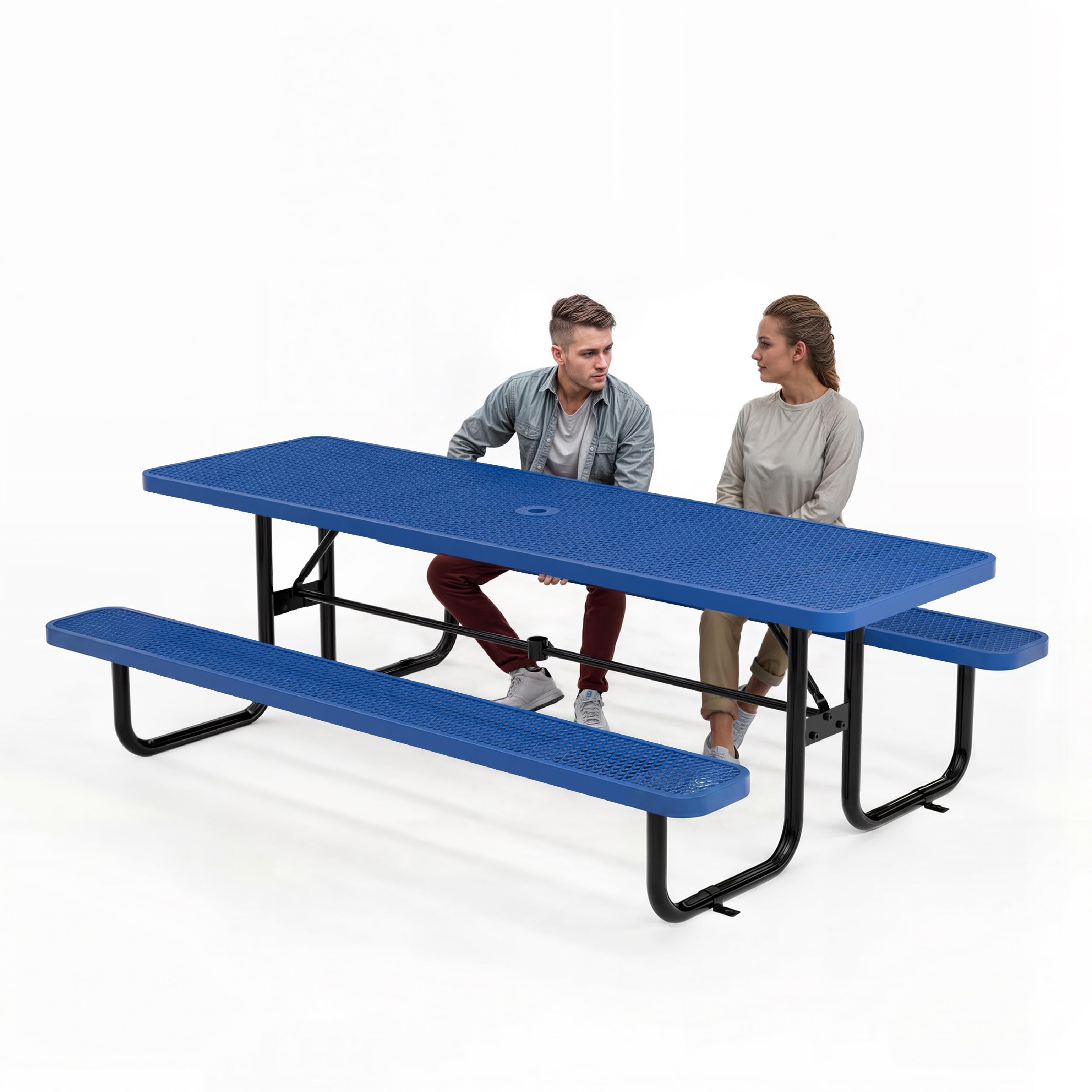 OUTTANS Commercial Metal Picnic Table, Blue