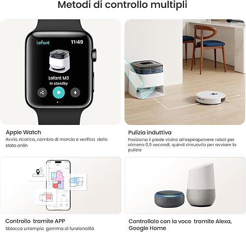 Lefant M3 Robot Aspirapolvere Lavapavimenti con Mappatura, 12000Pa | Navigazione LiDAR dToF, Evitamento Ostacoli PSD, Svuotamento Riempimento, Lavaggio e Asciugatura Automatici - 11