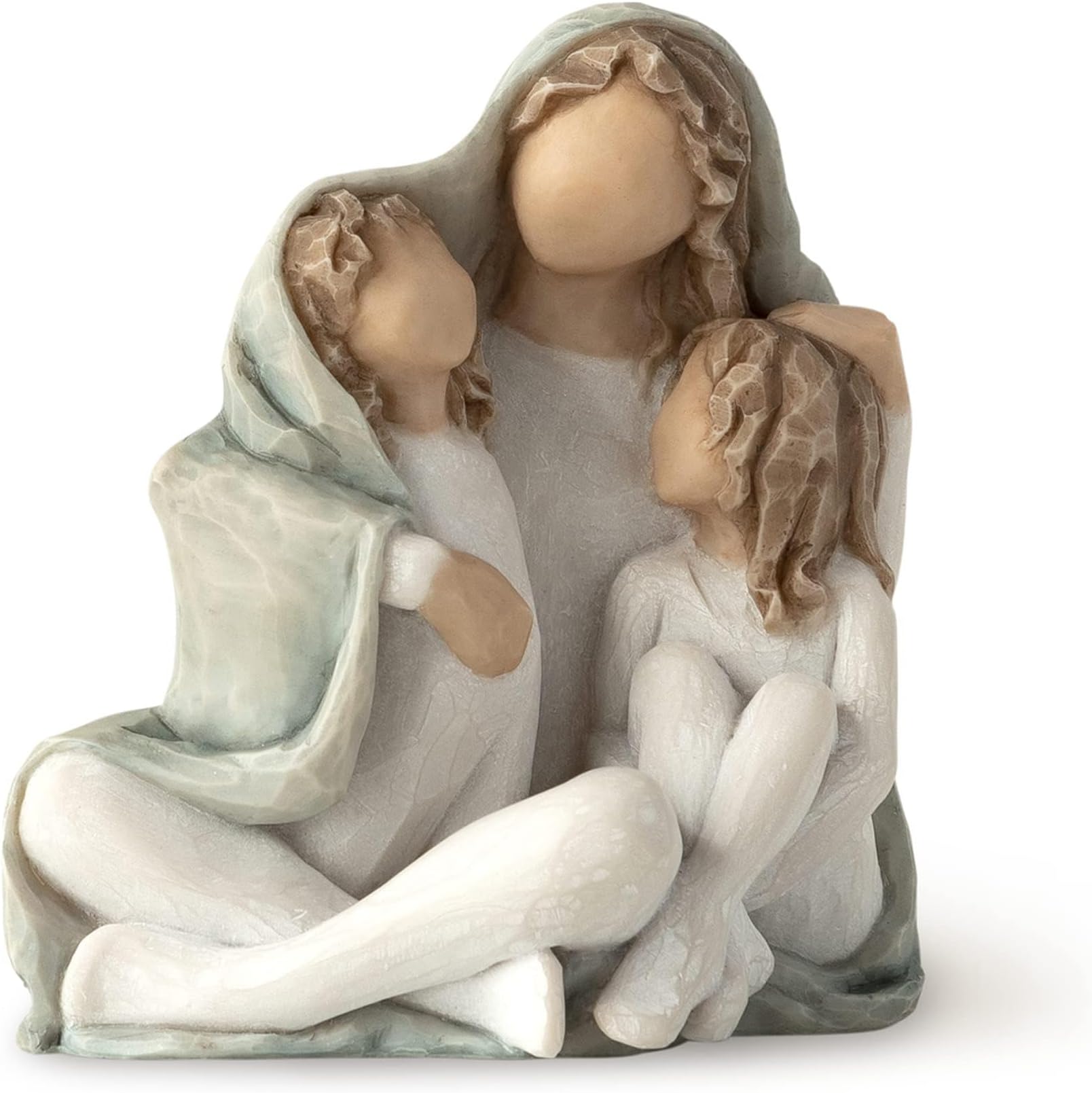 Willow Tree Cozy, Close Together, we Three, Loving Embrace from Mother, Grandmother, Caregiver, Nanny, Depicts Playful Relationship and Imaginative Play, Sculpted Hand-Painted Figure