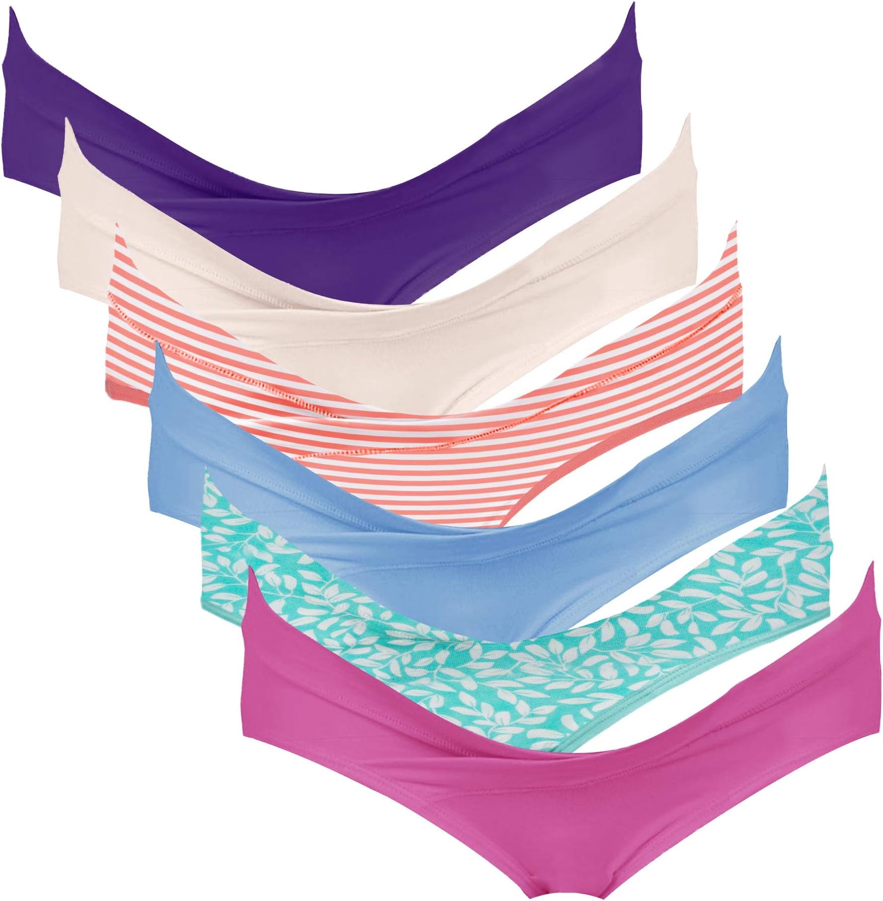 Intimate Portal Women Under The Bump Maternity Panties Pregnancy Postpartum Underwear 6 Pack Plain Multicolor Large