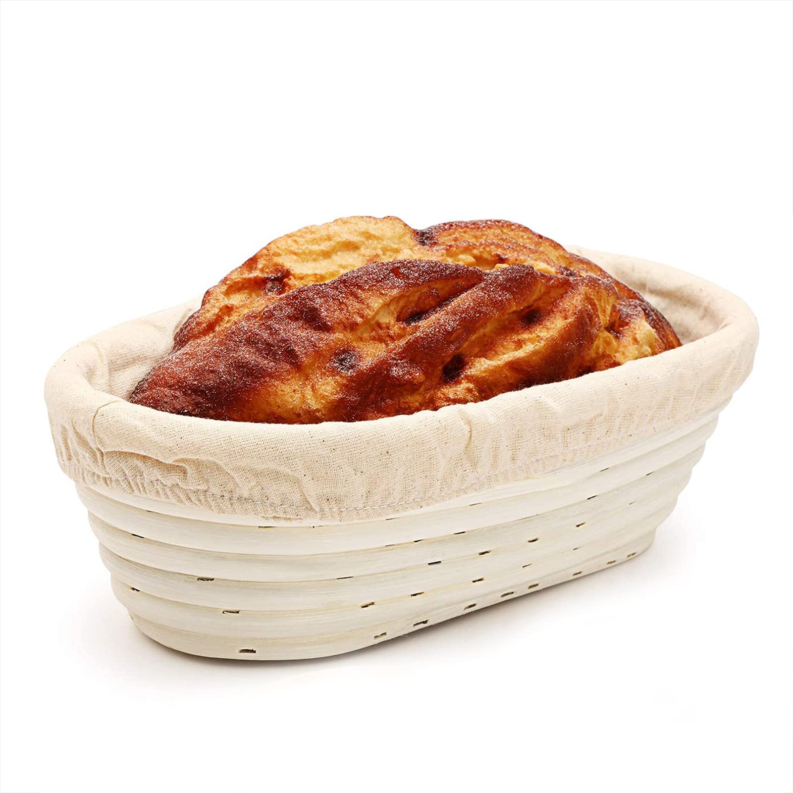 U-HOOMEOval Bread Proofing Basket - 10 Inch Baskets Sourdough Brotform Proofing Basket with Cloth Liner