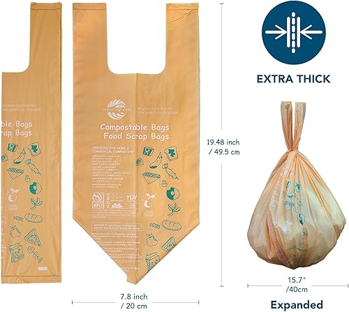 Miniatura 5 de Bolsas de basura compostables de 1.6 galones, bolsas de basura pequeñas para contenedor de encimera, extragruesas de 0.78 mils, certificado US BPI