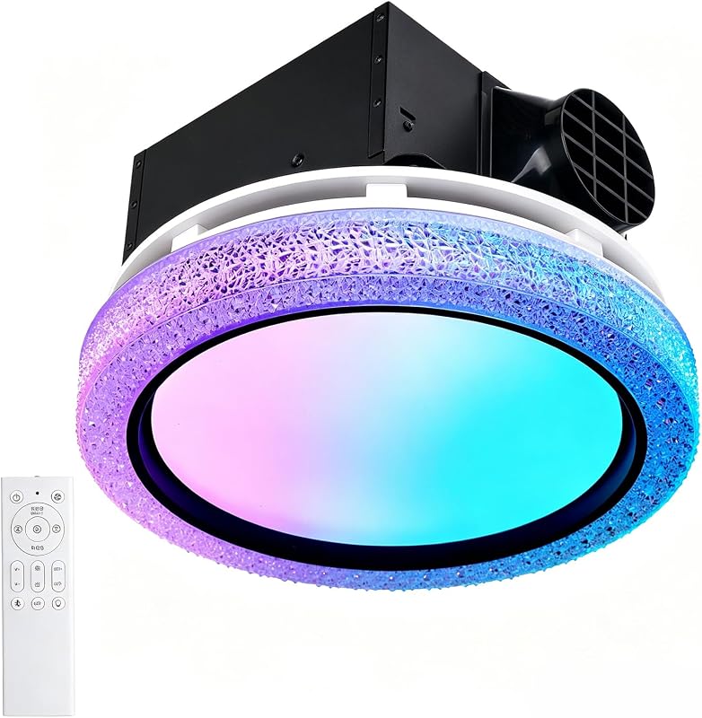 Bathroom Exhaust Fan with Light & Bluetooth Speaker, Black