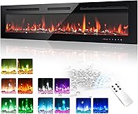 EUHOMY 60-Inch Electric Fireplace: Recessed/Wall Mounted, Adjustable Flame Colors, Remote Control, Timer, 750/1500W Heater