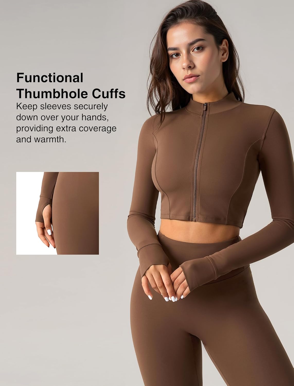 Yvette Women's Athletic Full Zip Workout Jacket with Thumb Holes Running Yoga Slim Fit Cropped Jacket