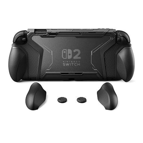 playvital for Switch 2 Beyond-Grip Protective Case, Interchangeable FPS/Omni Ergonomic Grips + Military-Grade Drop Dockable Cover + 2 Joystick Caps for Nintendo Switch 2 (Black) - Black