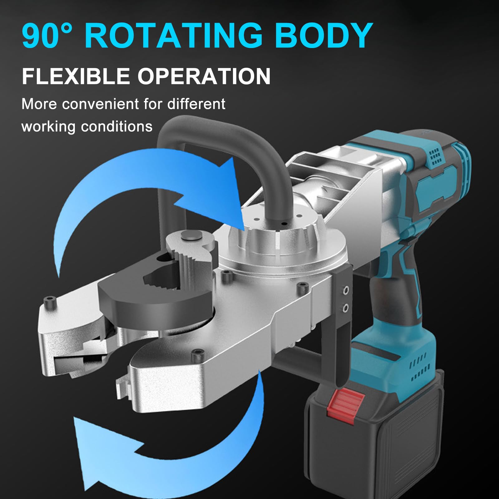 Utensile Elettrico per Barre d'Armatura e Manicotti | Motore Brushless ad Alta Coppia, Rotazione Avanti/Indietro, Testa Regolabile a 90°, Batteria al Litio, Uso Professionale