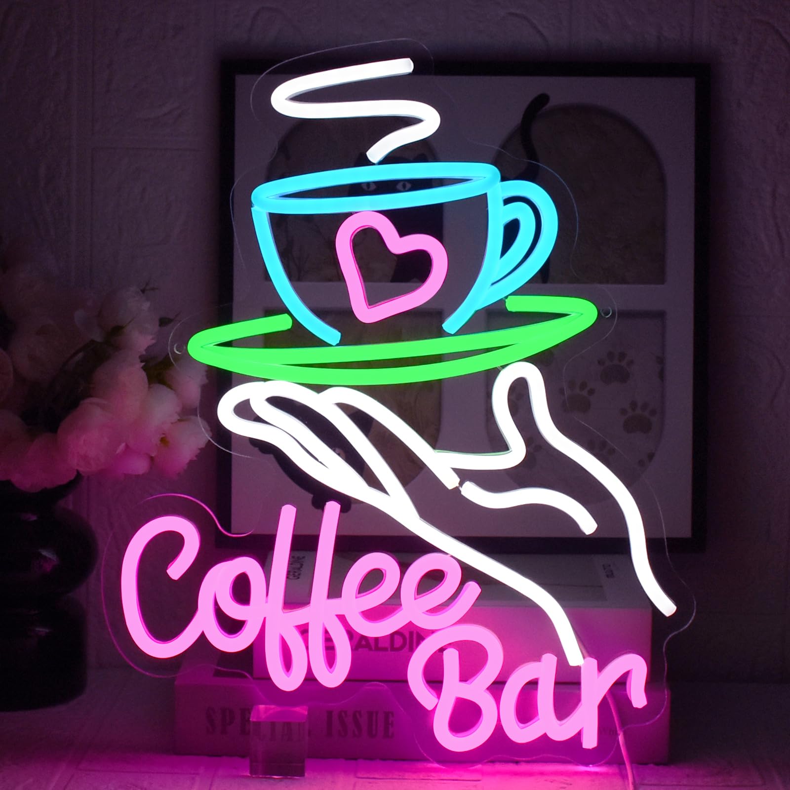 UExnkj-Y Coffee Bar Neon Sign Coffee Neon Light Panel Neon LED Neon Light for Cafe, Dessert Shop, Beer Club, Restaurant