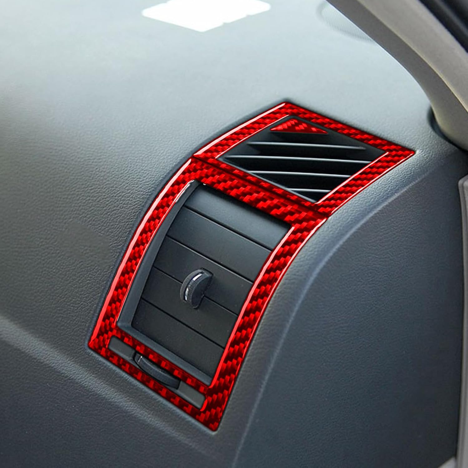 Generic Real Premium Soft Carbon Fiber Interior Accessories Sticker Compatible with Chrysler 300 300C 2005 2006 2007 Car Dashboard Sides Air Conditioning Vents Decoration Decal Style B Red, CR3C0507