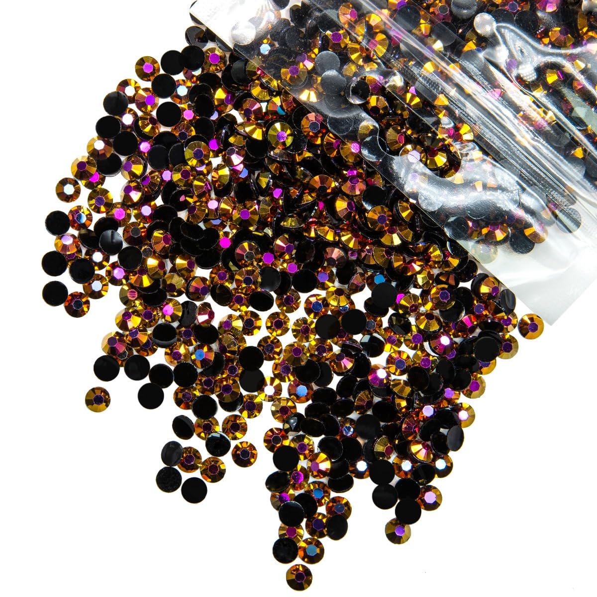 qiipii 3000PCS 4mm Golden Rose AB Resin Rhinestones for Crafting Black AB Flatback Jelly Stones Bulk SS16 Golden AB Diamonds Gems Charms for Nails