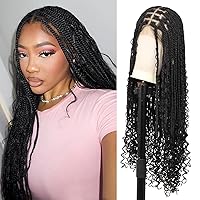 Vista 14 de Lexqui Pelucas Trenzadas sin Nudos de 36'' para Mujeres Pelucas de Encaje Trenzadas Peluca Trenzada de Encaje Completo Peluca Trenzada Sintética
