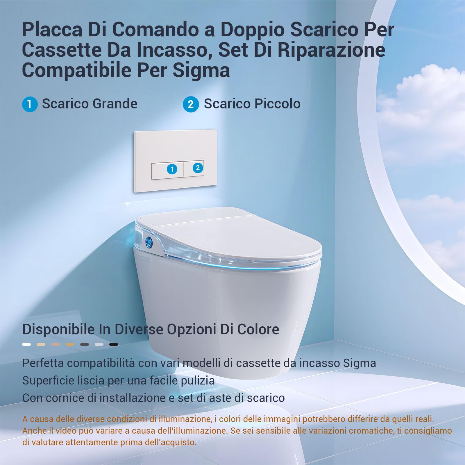 Mendorio Placca di Comando WC, Compatibile con Geberit Sigma, UP300 e UP320, Piastra Doppio Scarico, Dimensioni 243×163 mm, Completa di Set di Leve di Scarico e Telaio di Montaggio（Bianco).