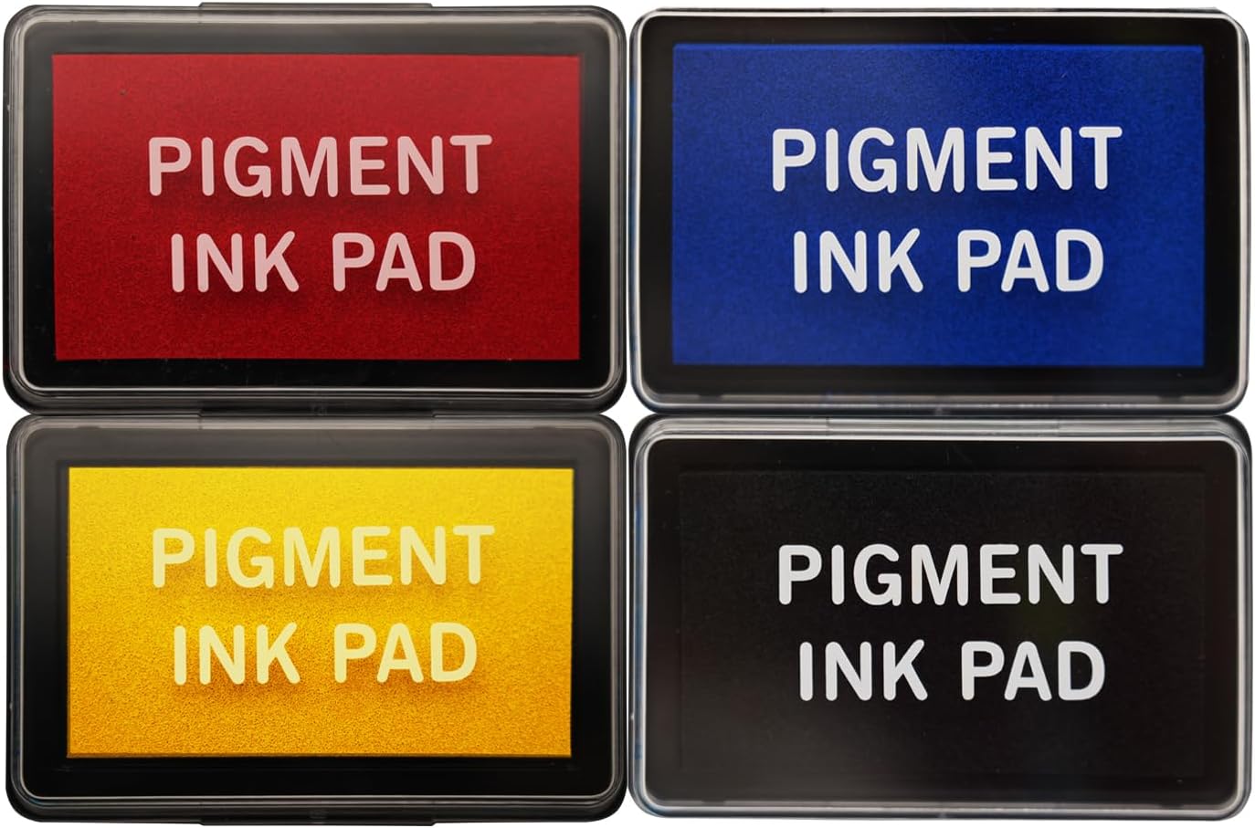 Miuggue 4 Colors Ink Pad Set, Oil-Based Waterproof Stamp Pads for Rubber Stamps, Craft Supplies for Scrapbooking, Card Making, Paper, Wood & Fabric (4-Color Option A)