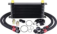 EVIL ENERGY 10 Row Oil Cooler Kit - Universal 10AN Aluminum Transmission Engine Cooler Black Stacked Plate Radiator