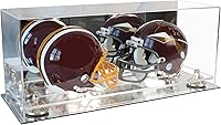 Vista 213 de Better Display Cases Acrílico 2 Mini casco de fútbol (no tamaño completo) vitrina con base de césped transparente (V46/A019)