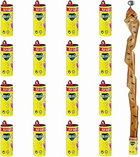 16 Packs Fly Paper, Fly Strips Hanging, Sticky Fly Ribbons Indoor Outdoor, Fly Catcher for Flies, Mosquito, Gnats, Moths, Flying Insects, Fly Traps Used in House, Kitchen, Bullpen, Stable, Pasture