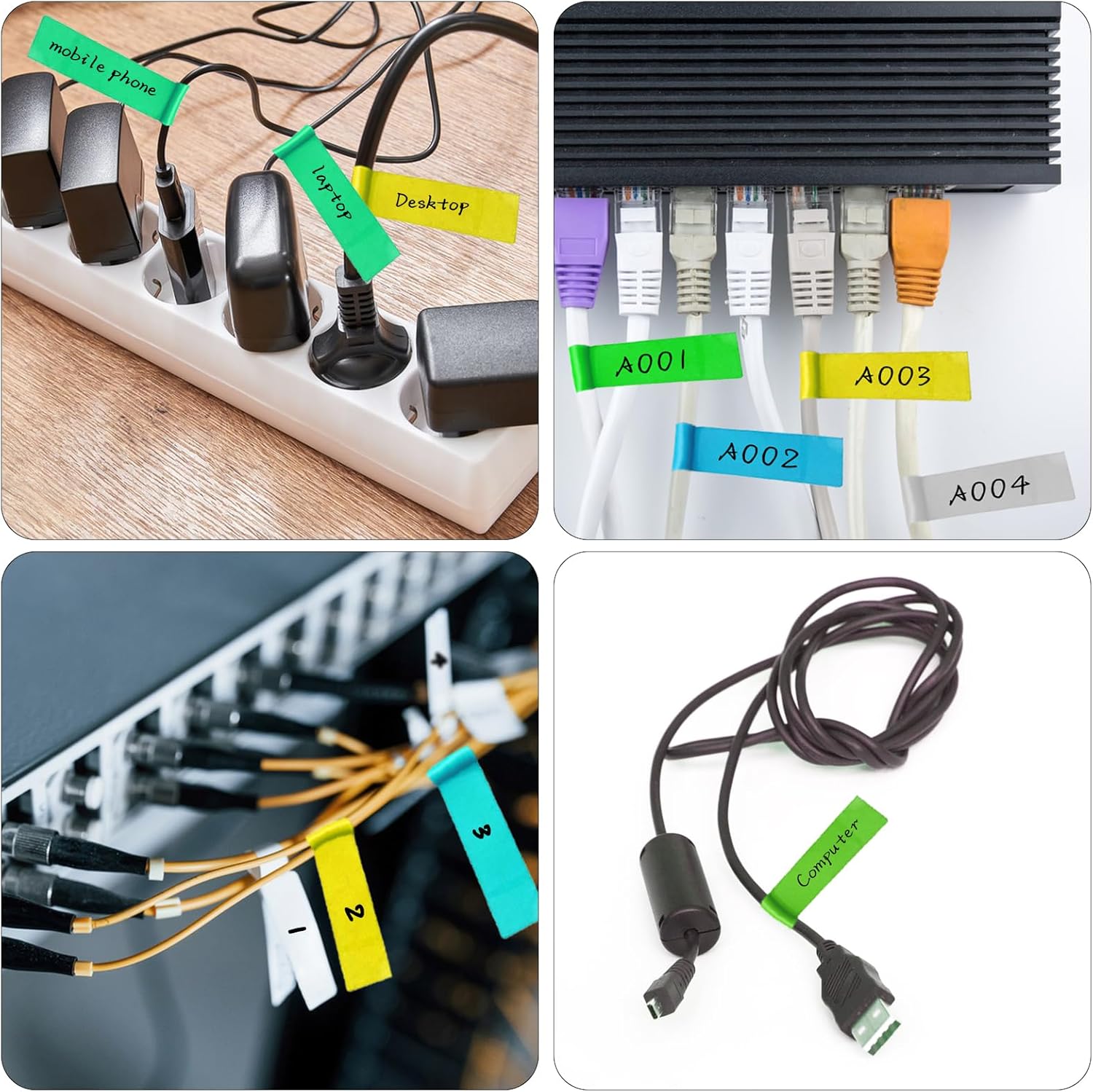 300 PCS Cable Labels - 15 Color Waterproof Cable Management Tags For Wires & Cords