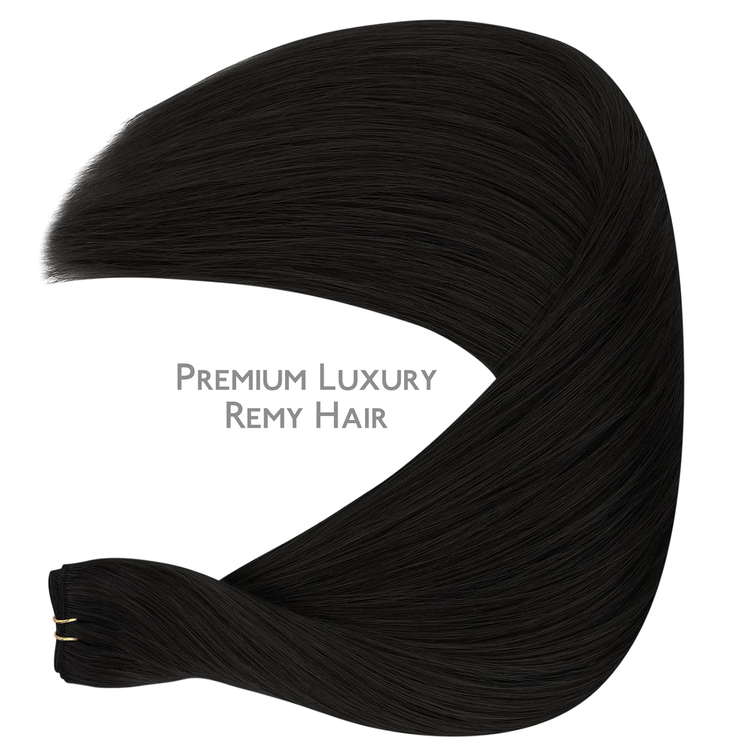 WENNALIFE Genius Sew in Weft Hair Extensions Real Human Hair, 18" 50g Jet Black Sew in Hair Extensions for Women Natural Luxury Remy Hair Straight Invisible