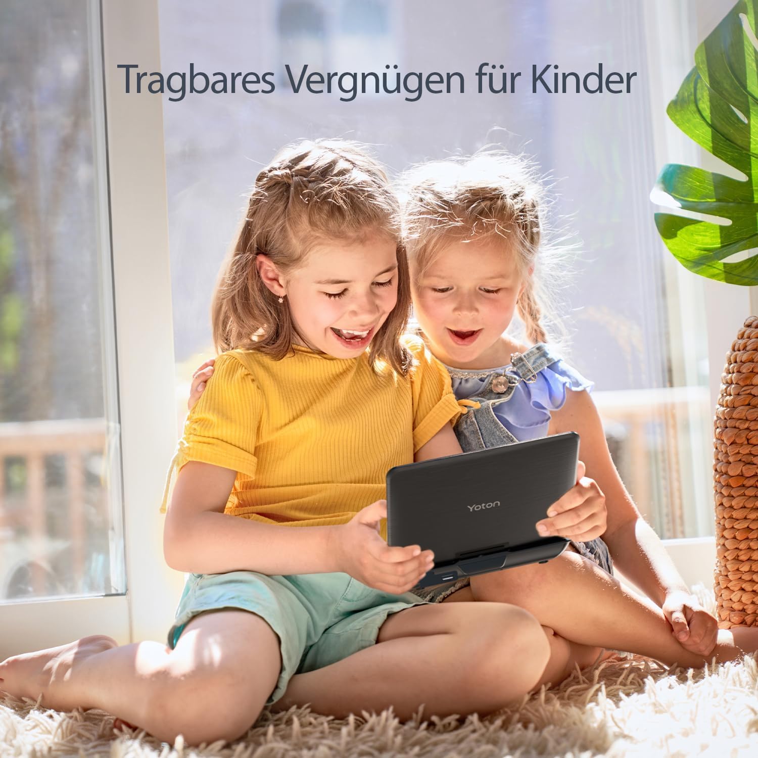 9.5" Tragbarer DVD Player mit 7.5" HD Schwenkbildschirm für Auto und Kinder, 4-6 Stunden Betriebszeit mit eingebautem Akku, Unterstützung für Kopfhörer/AV-IN/AV-Out/USB [Kein Blu-ray Support]
