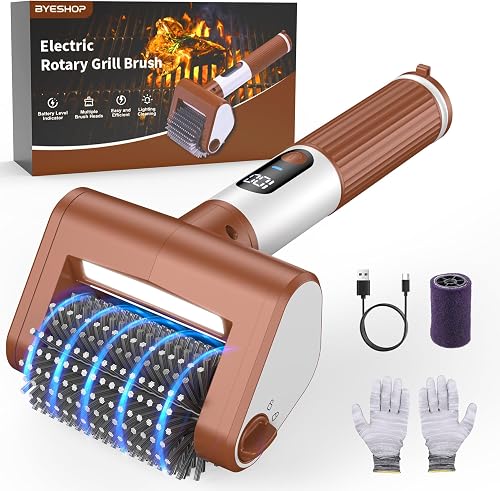 BYESHOP Electric Grill Brush for Outdoor, 2026 BBQ Grill Cleaner with Digital Di