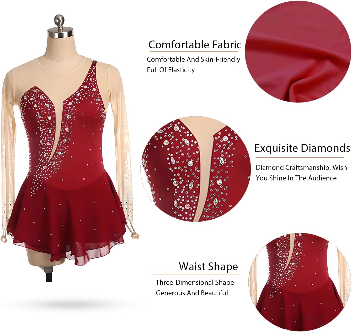 Figure Skating Dress Women, Roller Skating Outfits for Women, Ice Skating Clothes for Girls, Figure Skating Dresses,Green,S