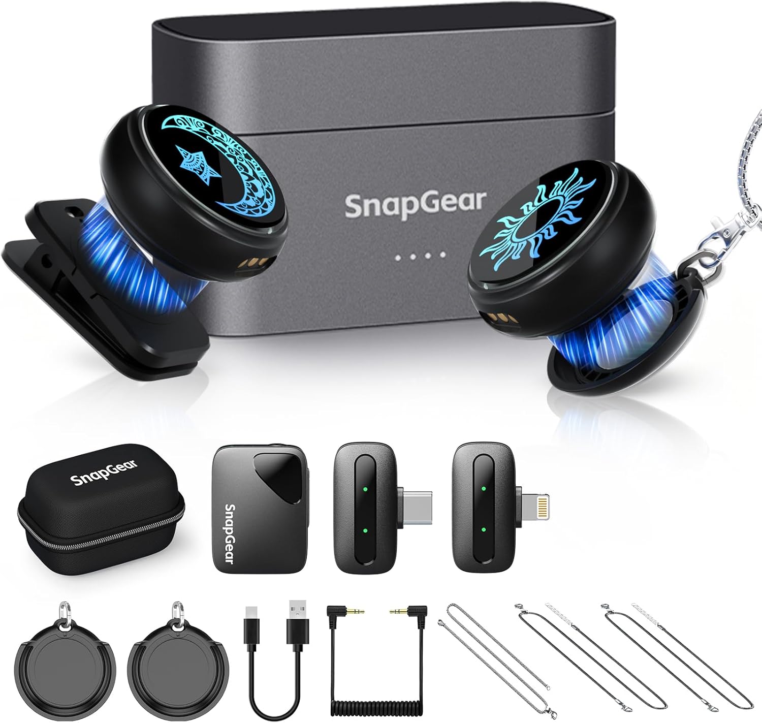 M2 Magnetic Wireless Microphone for iPhone/Camera/Android, Ultralight 9.5g, 984ft Range, 48kHz/24bit, Noise Cancellation, 48H Battery for Video Recording, Streaming