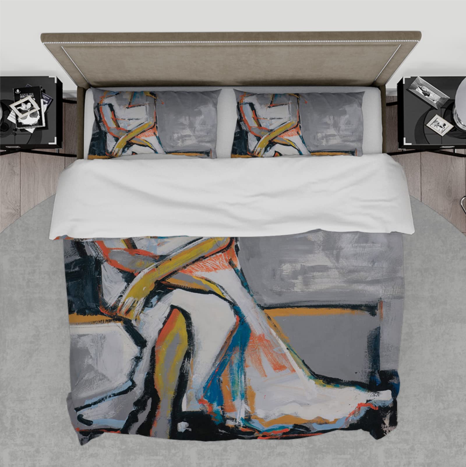 Housse de couette 150x200cm gris lavé style chambre luxe