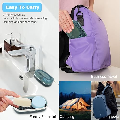 Miniatura 7 de Soporte sólido para barra de champú, soporte de jabón en barra grande, contenedor de jabón de viaje, caja de jabón con capa de drenaje, estuche de